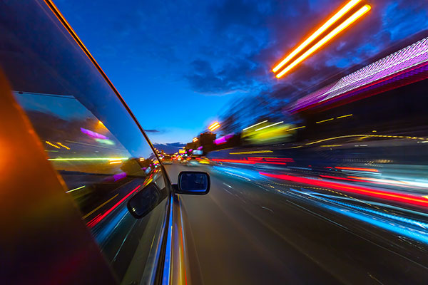 Car speeding at night time